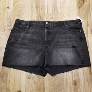 NWT Old Navy Denim Shorts Size 26 Plus Black Distressed OG Straight High Rise